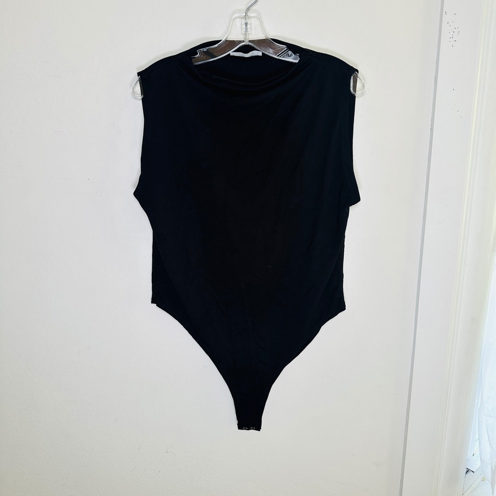 Primark Cares Black Sleeveless Mock Neck Bodysuit XL Solid Minimalist Stretch